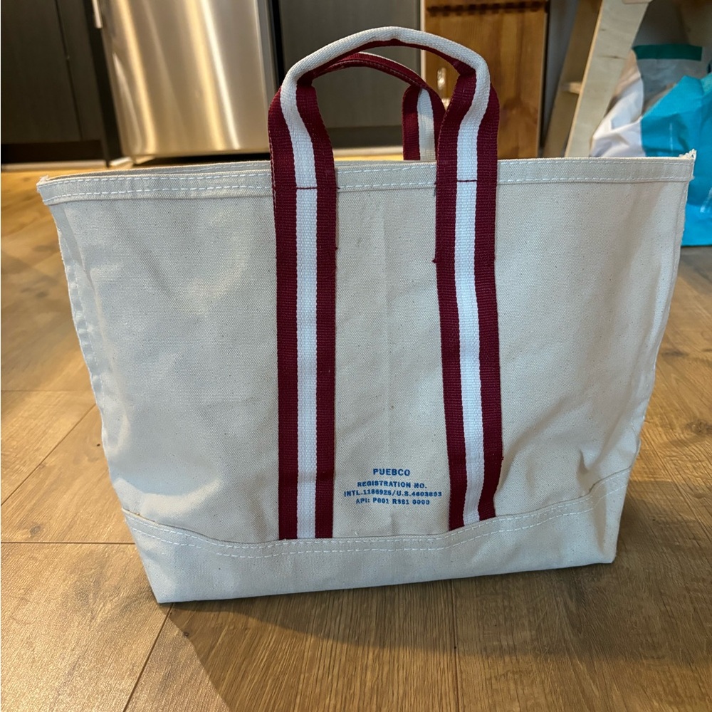 Puebco Library tote, red stripe, brand new NWT, canvas tote
